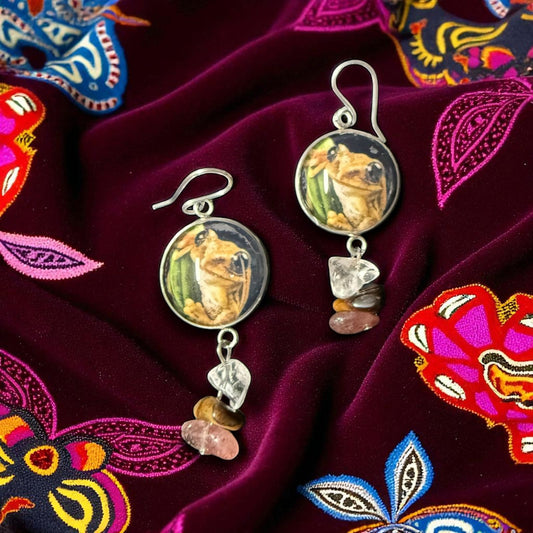 Aretes Coquí Puertorriqueño con Cristales - Raíces de Mi Isla