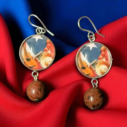 Aretes Instrumentos Musicales Puertorriqueños con Piedra - Raíces de Mi Isla