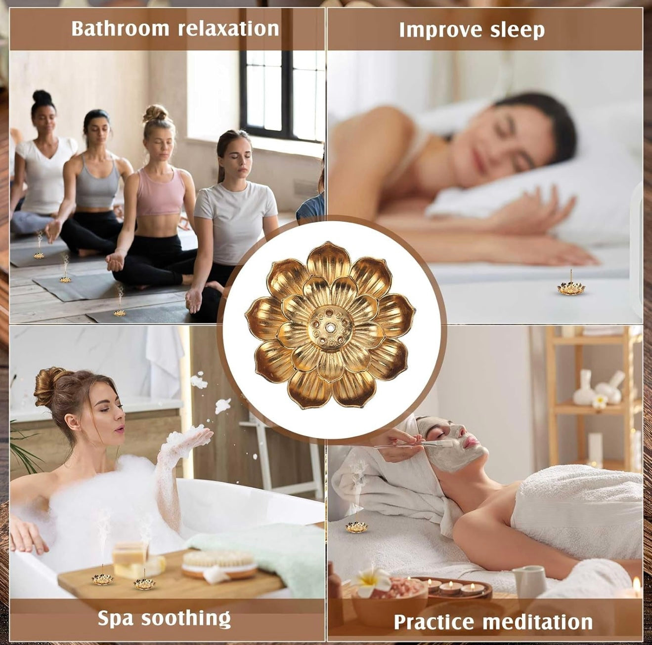 Portaincienso de Loto Dorado